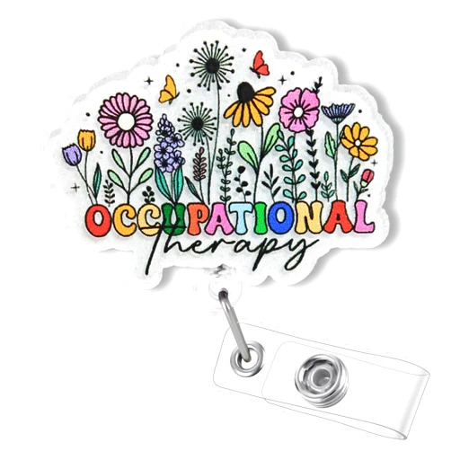 Bydevia Occupational Therapy Badge Reel Retractable, Funny Acrylic OT Badge Reel for Work, OT Occupational Therapist Gifts, OT Student Badge ID Holder with Swivel Alligator Clip, COTA OTA Graduation Gifts
