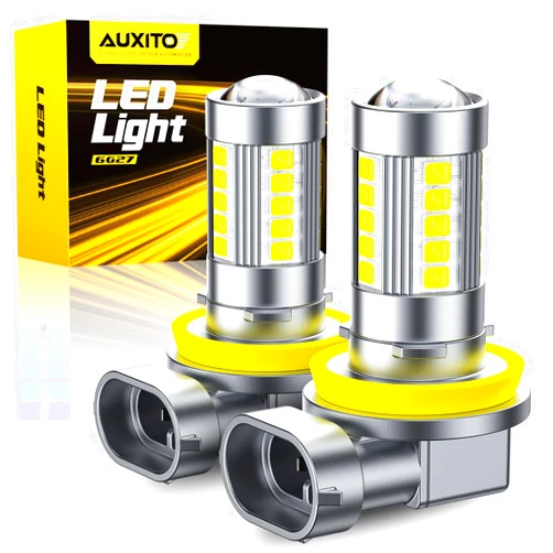 AUXITO Upgraded H11/H8 LED Fog Light Bulbs, 6500K Cool White, 1:1 Mini Size H11/H8/H16 LED Fog Light Bulbs, 360° Full Illumination(Pack of 2)