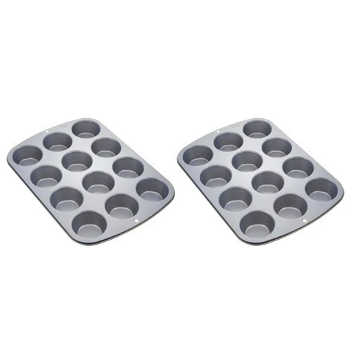 Wilton Recipe Right Muffin Pan, 12-Cup Non-Stick Muffin Pan- Pack of 2