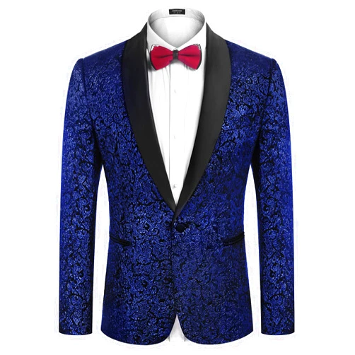 COOFANDY Men's Floral Tuxedo Jacket Jacquard Suit Jacket Slim Fit Blazer for Wedding, Prom, Dinner