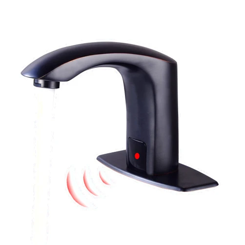 Gangang Automatic Sensor Touchless Bathroom Sink Faucet with Hole Cover Plate and Water Mixer Valve
