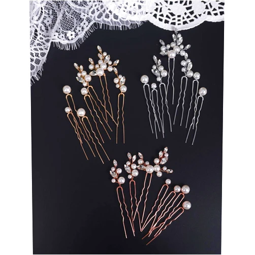 BERYUAN Bridal Rhinestone Pearl Hair Pin Set Women Crystal Silver Wedding Hair Accessory Gift for Her Party Headpiece for Bride Bridesmaid Girls （7 pcs) (Silver)