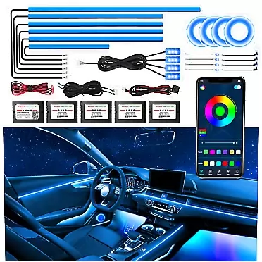 ‎WEBUPAR WEBUPAR RGBW Acrylic Car Interior Led Kit, Car Accessories 22 in 1 Car Ambient Lighting Kits with APP Control and 213 Color Modes, Multicolor RGBW Neon Car LED Strip Lights with Music Mode RGB 22 lights