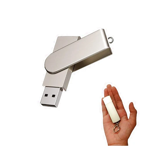LemoVoz 64GB Memory USB Voice Recorder Flash Driver Recorder with Voice Activated Recording, USB Sound Recorder Rechargeable Mini Audio Recorder USB Stick for Lectures, Meetings,Interviews, Metal, Rotation