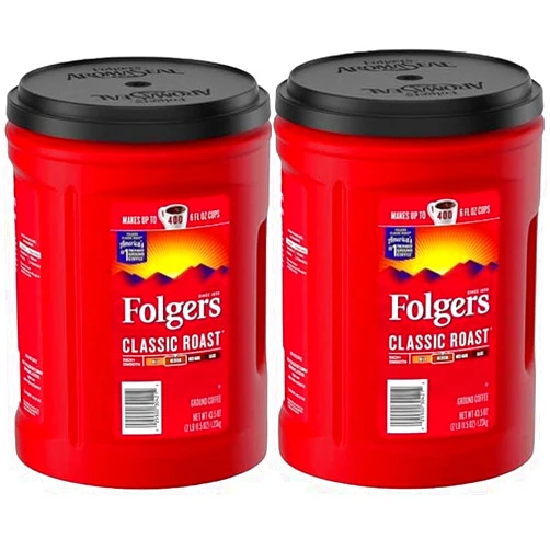 Presca Folger Classic Roast Ground Coffee Medium Roast (43.5 oz.) - 2 Pack