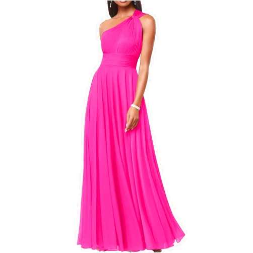 ForElise One Shoulder Bridesmaid Dresses for Women 2025 Chiffon Long Pleated Empire Waist Formal Dress