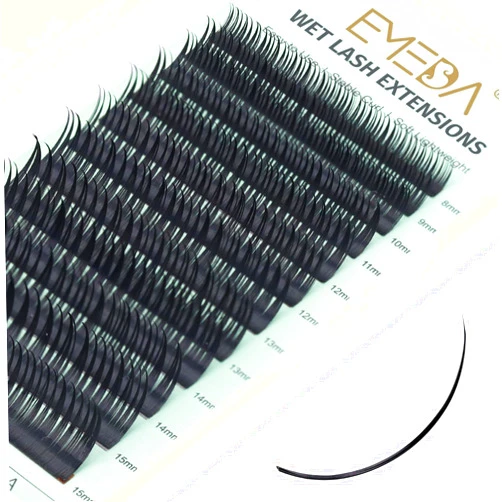 EMEDA Wet Eyelash Extension Individual Lashes 0.07 C D Curl Wet Lash Clusters DIY Lash Extensions Super Matte Wet Look Lashes (0.07 D Curl Mix 8-15mm)
