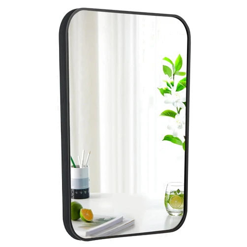 WAVVDIKUL Bathroom Mirror for Wall - Vanity Mirrors - Over Sink 12x16inch Wall-Mounted Small Mirror for Bedroom Living Room, Modern Rectangle Black Framed Hanging Mirrors of Home