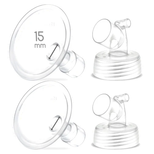 Maymom Two-Piece Wide Neck Pump Parts for Spectra S1/S2 Pumps; Incl Wide Mouth Flanges; Not Original Spectra Flange (15 mm Two Flanges)