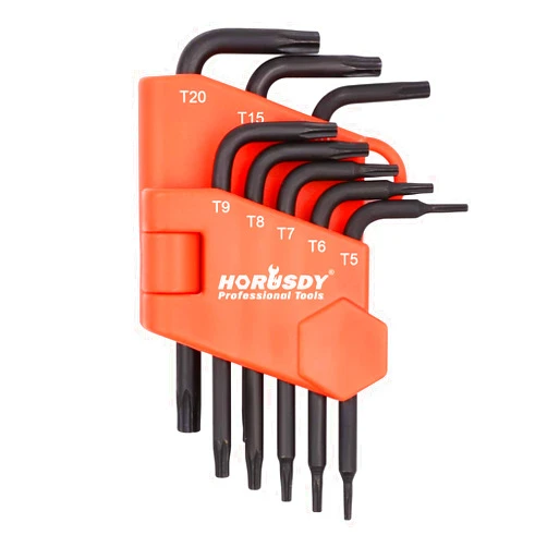 SEDY 8-Piece Mini Torx L Key Set, Tamperproof Torx Star Allen Wrench, T5, T6, T7, T8, T9, T10, T15, T20, Cr-V