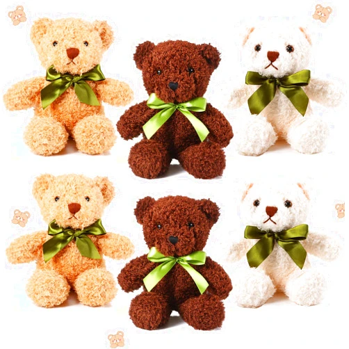 HyDren 6 Pcs Bear Stuffed Animal Plush Toys Soft Plush Dolls Bear Sleeping and Playing Toys for Baby Shower Decoration Boy(Fuzzy Style,White, Brown, Dark Brown)