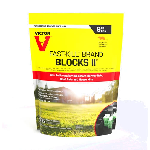Victor M909 Fast-Kill Mouse & Rat Poison Rodenticide Bait Blocks Killer - Kills Roof Rats, Anticoagulant Resistant Norway Rats, and House Mice - 9 lb