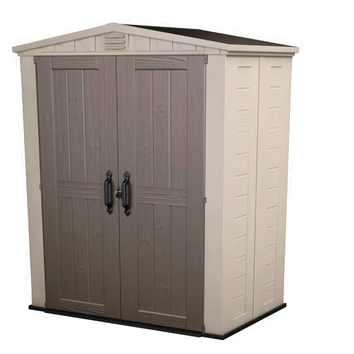 Keter Factor 6x3 Outdoor Storage Shed Kit-Perfect to Store Patio Furniture, Garden Tools Bike Accessories, Beach Chairs and Push Lawn Mower, Taupe & Brown