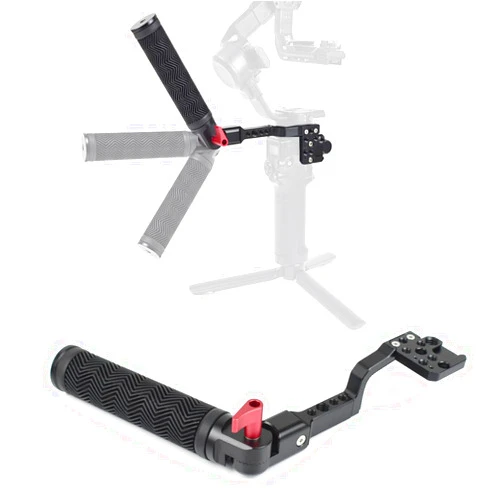 EaxanPic Gimbal Adjustable Handle Grip for DJI Ronin S/SC/RSC2, Stabilizer Handgrip Extension Bracket with Cold Shoe Mount 1/4 3/8 Threaded Holes for Video Light, Microphone, Monitor