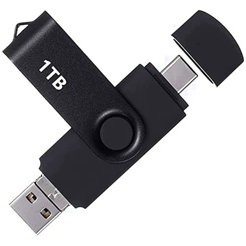Gesign USB Flash Drive 1TB, 2 in 1 Type-C Flash Drive 1024GB USB 3.0 USB Type C Memory Stick Micro USB Stick 3.0 Flash Drive with Keyring for MacBook Pro Air, Type C Smartphones, Tablets (1000GB,Black) 1TB-W