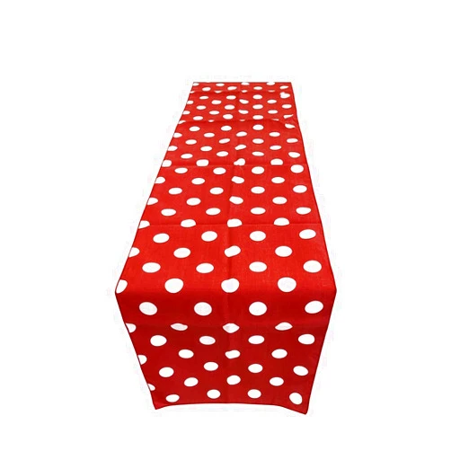 Sinphleng ArtOFabric Decorative Cotton White Polka Dot on Red Print Table Runner.12 X 70