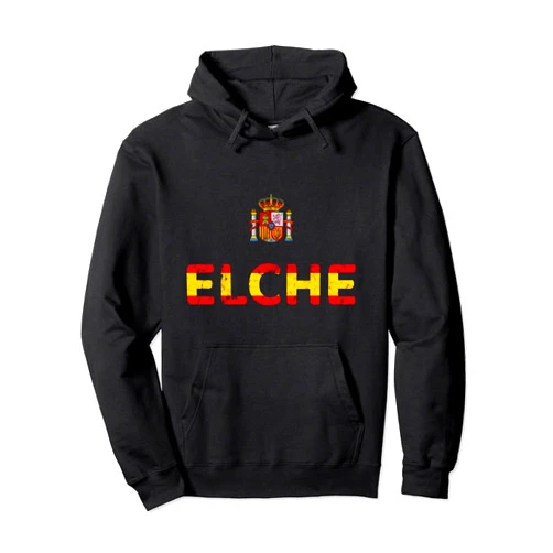 CQ Spain Vacation Clothes for Ladies and Gents Spain Flag Outline, Spain Travel, Spain Pride, Elche Pullover Hoodie