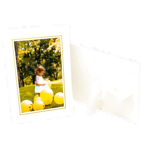 Golden State Art, 25 Pack, 5X7 Cardboard Photo Frame, Paper Picture Frame Cards with Easel, DIY Display (Ivory Gold Lining)