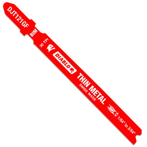 Freud Diablo DJT121GF5 3-3/8 in. 30 TPI Bi-Metal T-Shank Jig Saw Blades for Thin Metal (5-Pack)