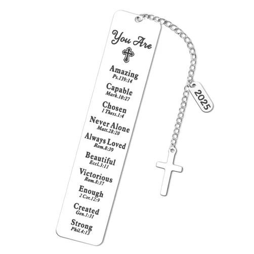 Kaluofan Bible Bookmark, Kaluofan 2025 Christian Bookmarks, Metal Bookmark, Bookmarks for Women, First Communion Gifts for Girls, Back to School Coming of Age Gifts, Graduation Gifts