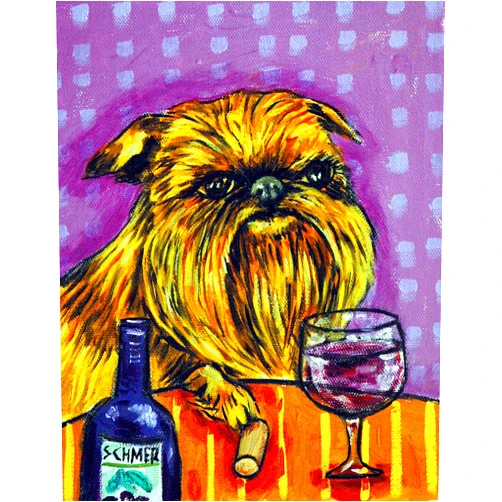 SCHMETZPETZ brussels griffon at the woner bar dog art print - stretched canvas or paper print - multiple print