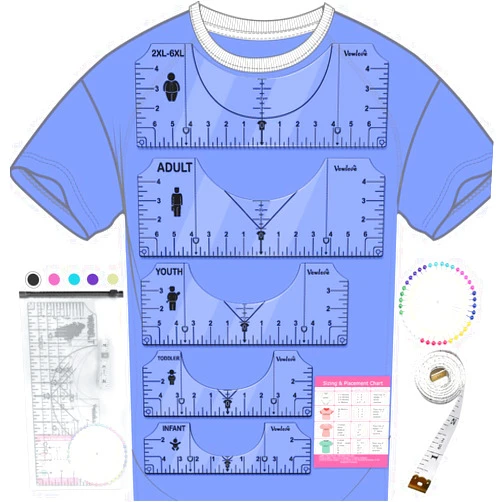 Vowlove Tshirt Ruler Guide for Vinyl Alignment, T Shirt Rulers to Center Designs Pocket Logo, Tee Measurement Template, Craft Sewing Supplies Accessories Tools for Cricut Heat Press HTV Heat Transfer Vinyl