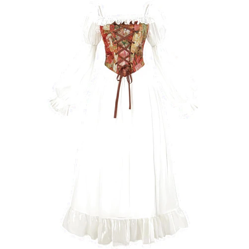 FCCAM FCCAM FCCAM Victorian Dress for Women Renaissance Costume Maxi Medieval Wedding Dress