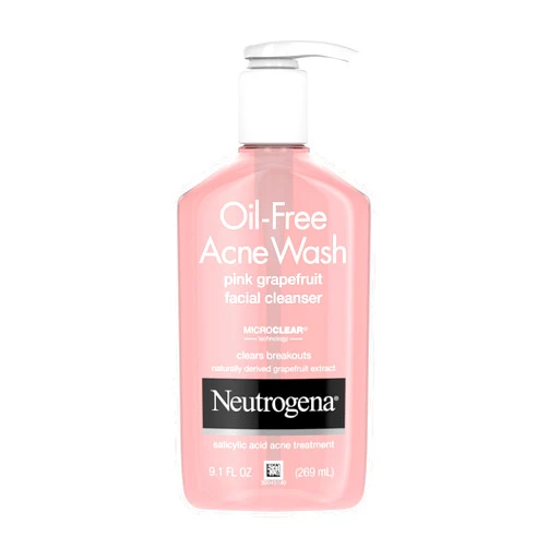 Neutrogena Oil-Free Salicylic Acid Pink Grapefruit Pore Cleansing Acne Wash and Facial Cleanser with Vitamin C, 9.1 fl. oz