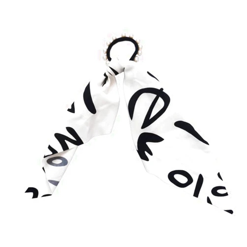 HDZWW New pearl silk scarf headband bow hair rope head rope hair accessories （second）