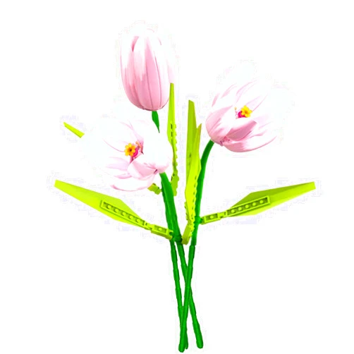 Famiredo Tulips Flower Building Kit for Adults, Botanical Collection, Flower Bouquet Building Block Set, Artificial Flowers Mini Building Bricks for Gifts/Home Decor (Pink)