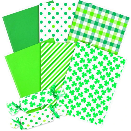 kawaarashi 90 Sheets Watercolor Shamrock Tissue Paper, 20'' x 14'' Clover Pattern Gift Wrapping Tissue for St. Patrick's Day Party Favors Spring Irish Gift Bag Fillers