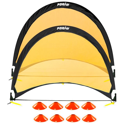 Porayhut Poray Soccer Goal for Kid Easy-up Set of Two Portable 4FT Soccer Net 210D Oxford with 8 Field Marker Cones Extra Stakes Fun for Backyard and Soccer Training