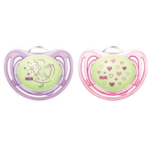 NUK Airflow Glow-in-The-Dark Pacifiers, 6-18 Months, 2 Pack