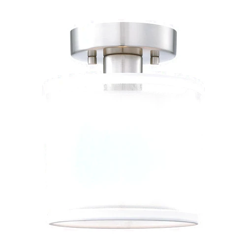 Revtronic Semi Flush Mount Ceiling Light Fixture, Small Drum Light with Double Fabric Shade, Modern Close to Ceiling Lights for Living, Dining & Laundry Room, Closet, Bedroom,Hallway, E26 Base