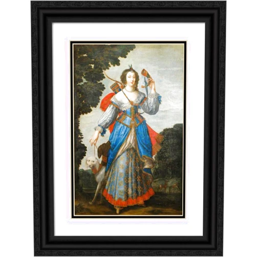 ArtDirect Claude Deruet and workshop 17x24 Black Ornate Framed and Double Matted Museum Art Print Titled: Portrait of a Lady as Diana