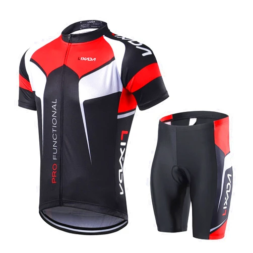 LIXADA Men's Cycling Jersey Short Sleeve with Padded Shorts Quick-Dry Summer Short Bike Clothing Bicycle Shirts Pants Set