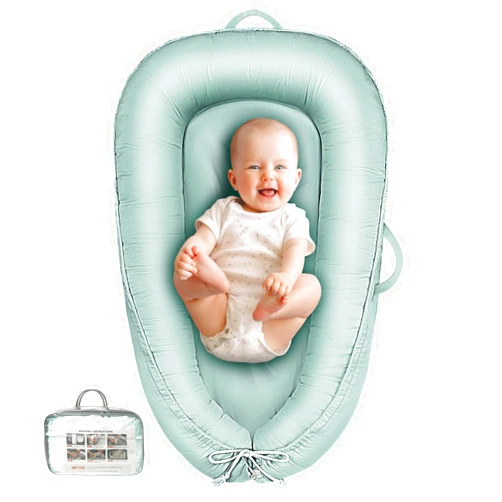 Baobrava Baby Lounger, Infant Lounger for Newborn 0-24 Months, Waterproof Inner Cover and Pure Cotton Breathable Baby Nest Cover, Newborn Essentials for Baby Boys & Girls, Portable Baby Bed for Home and Travel