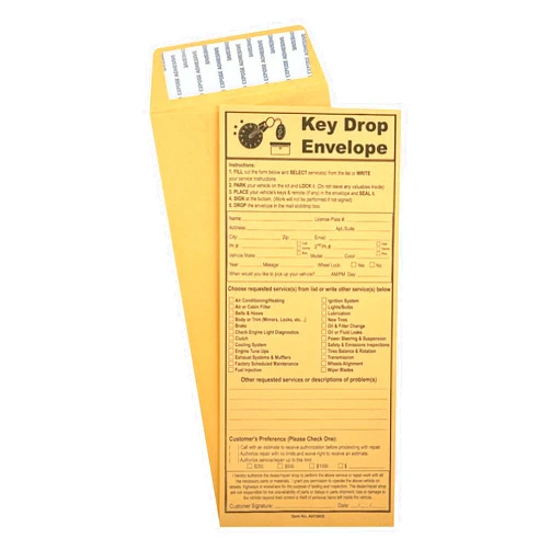 CASHIER DEPOT YOUR ONE STOP SHOP FOR ALL CASHIER'S NEEDS 1000 Cashier Depot Night/After Hours Key Drop Envelope For Auto Shop Repair or Service, 4 1/8