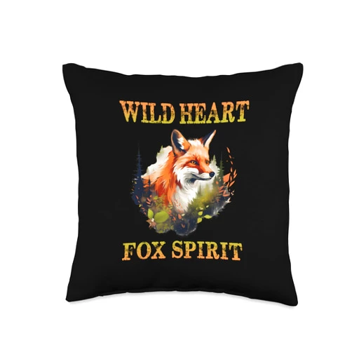 Forest Retreat & Nature Healing meet Shinrin Yoku Wild in Your Heart Forest shinrin yoku Fox Spirit Throw Pillow, 16x16, Multicolor