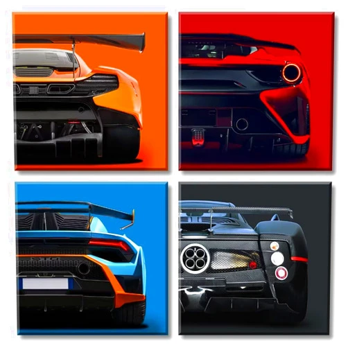 JiazuGo Modern Car Posters Decor Mens Room Wall Art Prints Classic Supercar Picture Paintings for Boys Room Cool Racing Sports Car Canvas Poster Decor Man Cave Car Room Bedroom Office with Frame