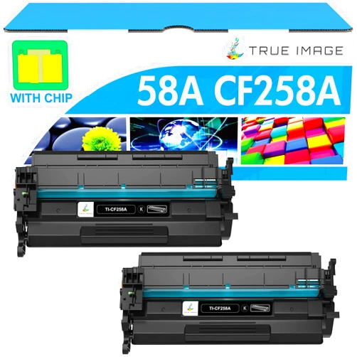 TRUE IMAGE 58A Toner Cartridge Black CF258A Compatible Replacement for HP 58A CF258A 58X CF258X M428fdw with Chip for HP Laserjet Pro MFP M428fdn M428dw Pro M404n M404dn M404dw M404 M428 Printer Ink 2 Pack