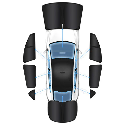 Epltion 8PC Tesla Model Y Window Privacy Sunshade,2 in1 Ice Crystal Car Reflective Visor for Tesla Model Y 2020-2024 2025 All Window Front and Rear Windshield Side Window Interior Accessories Outdoor Camping