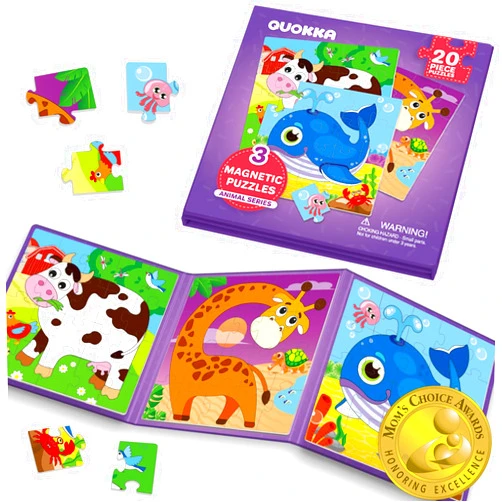 QUOKKA Magnetic Puzzles for Toddlers 2-4 - 20 Pieces Sudoku Puzzles Games for Kids Ages 3-5 - Animal Car Activities Toy for Boys and Girls 4-6 yo - Learning Magnet for Road Trip