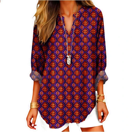 Medapo Long Sleeve Shirts for Women Fall Trendy Bohemian Tops Vintage Graphic Tee Baggy Business Comfy Workout Outfits