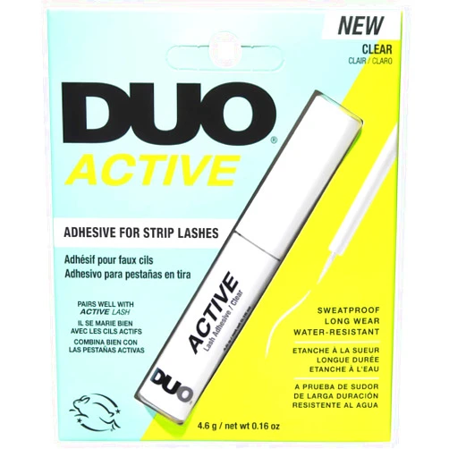 DUO Active Clear Lash Glue – Brush-On Lash Adhesive for Strip Lashes, Quick-Dry, Waterproof Eyelash Glue, 0.16 oz (4.6g)