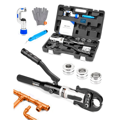 CHANHYD Hydraulic Copper pipe Crimping tool with 1/2 inch,3/4 inch and 1 inch Jaw Copper Pipe Propress Crimpers Pressing Pliers,Copper Tube Fittings pipe Crimpers for Narrow Space and Tee Fittings