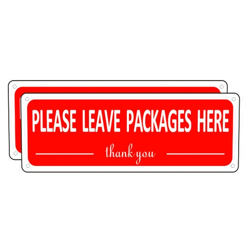 Bagstar Leave Packages Here Sign Metal, (2 Pack) Package Delivery Sign Instructions, 10