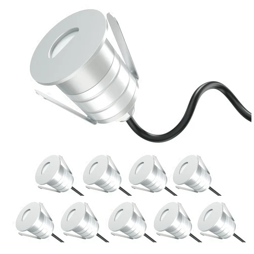 Landscapestation Outdoor Recessed LED Deck Light 10Packs Step Lights 1W, 12V-24V DC Low Voltage In Ground LED Landscape Lighting, IP67 Waterproof for Garden Lawn Yard Stair Patio, 3000K
