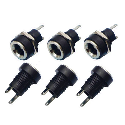 YXQ 5.5mmx2.1mm DC Power Supply Jack 2 Pin Socket Female Panel Mount Connector with Hex Washer 6-Pack