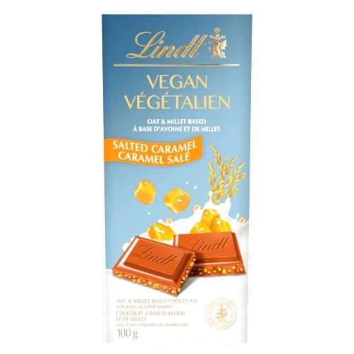 Lindt Vegan Salted Caramel Chocolate Bar, 100g/3.5 oz. (Imported from Canada)